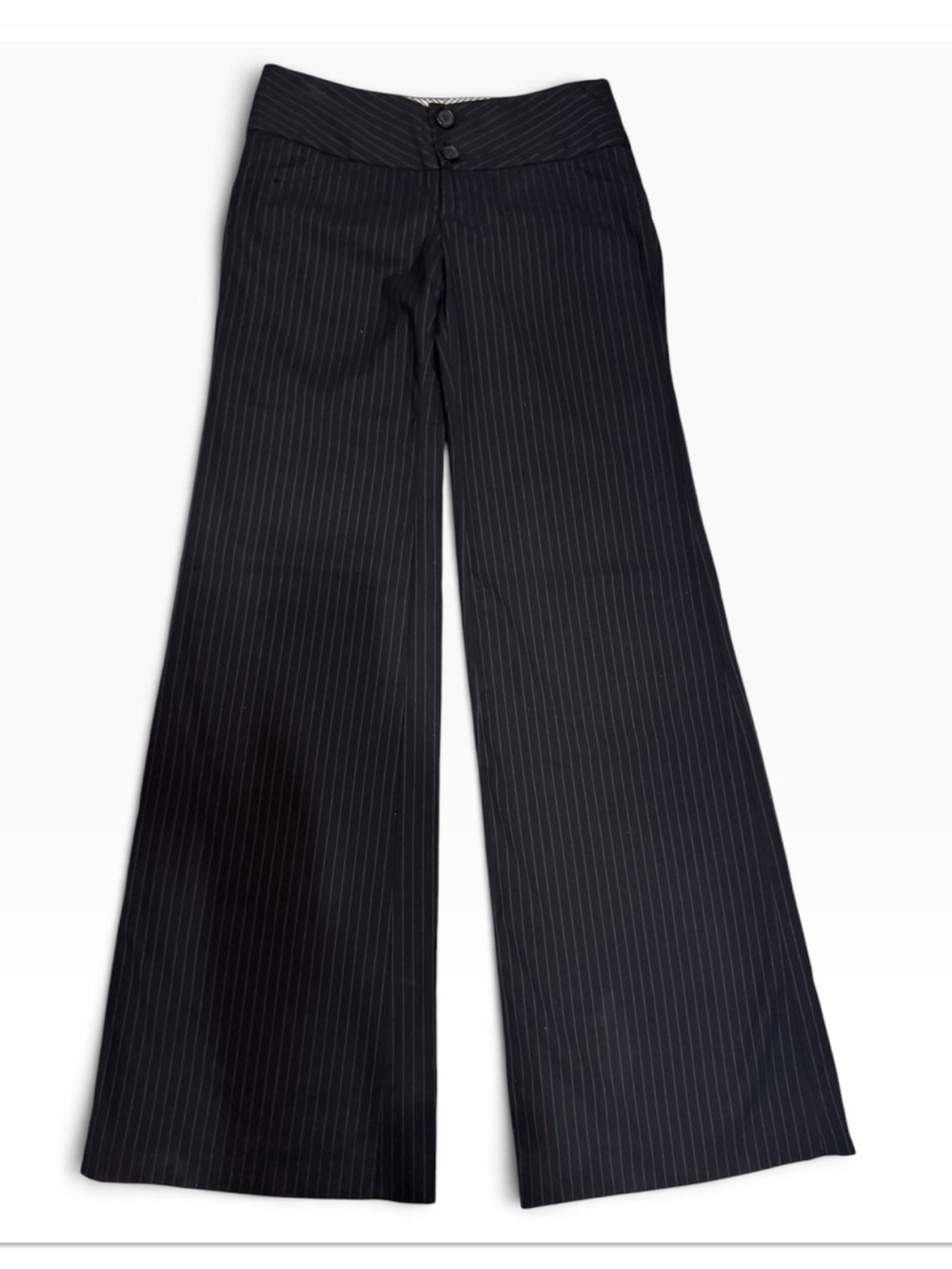 Talula Black Pinstripe Wide-Leg Trousers